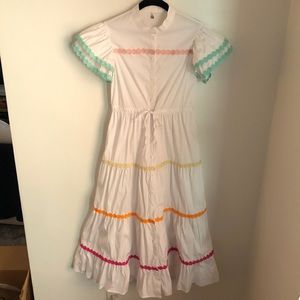 Like New! Worn once! Celia B white dress with colorful detailing (Size S)